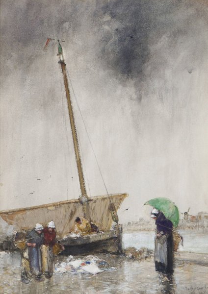 Main Product Photo of On The Quay Etaples, France,  Painting by Dudley Hardy