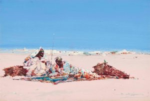 Traders in the desert by Dudley Hardy Oil Painting