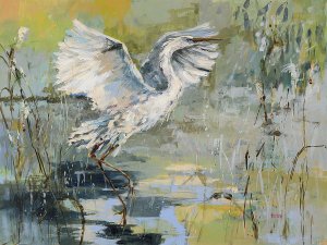 Shoreline Bird 1 Oil painting by Dusza