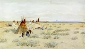 Camp of Standing Bear by Dwight W. Huntington - Oil Painting Reproduction