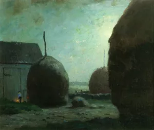 Newbury Haystacks in Moonlight by Dwight W. Tryon Oil Painting