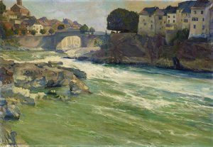 The Rhine At Laufenburg by E. Augusto Lovatti Oil Painting