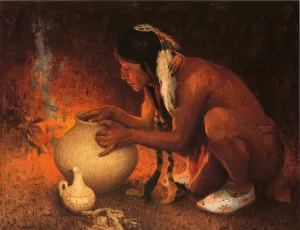 Making Pottery by E. Irving Couse Oil Painting