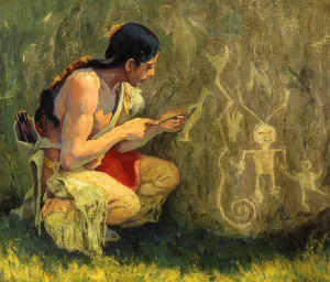 The Pictographs by E. Irving Couse Oil Painting
