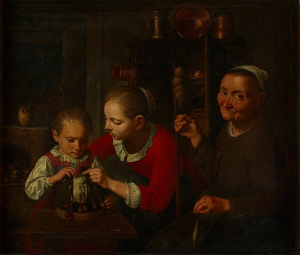 Die SpitzenklOpplerin by E. K. Lautter - Hand-Painted Oil Painting Reproduction