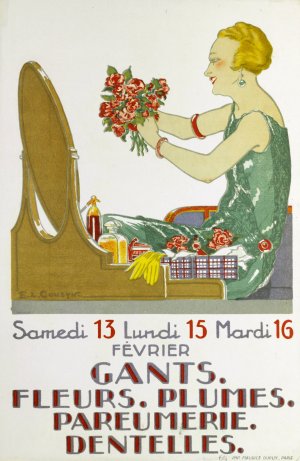 Gants. Fleurs. Plumes. Parfumerie. Dentelles. by E. L. Cousyn Oil Painting