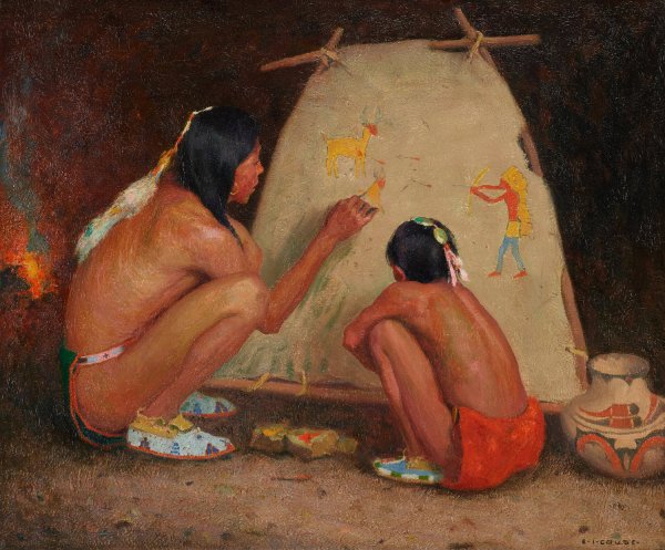 Indian Painter  by Eanger Irving Couse - Hand-Painted Oil Painting Reproduction