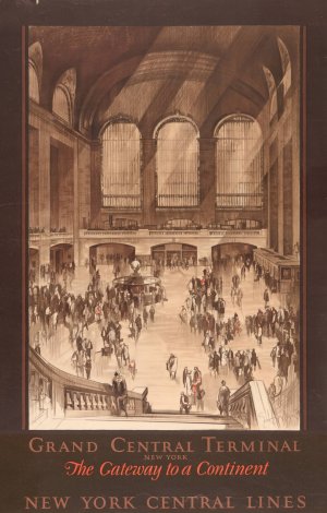 Grand Central Terminal, New York - the gateway to a continent New York Central Lines. by Earl Horter Oil Painting