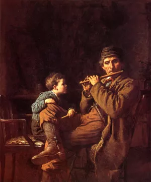 An Earnest Pupil also known as The Fifers Oil painting by Eastman Johnson