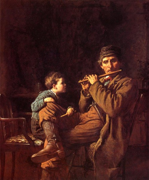 Main Product Photo of An Earnest Pupil also known as The Fifers Painting by Eastman Johnson