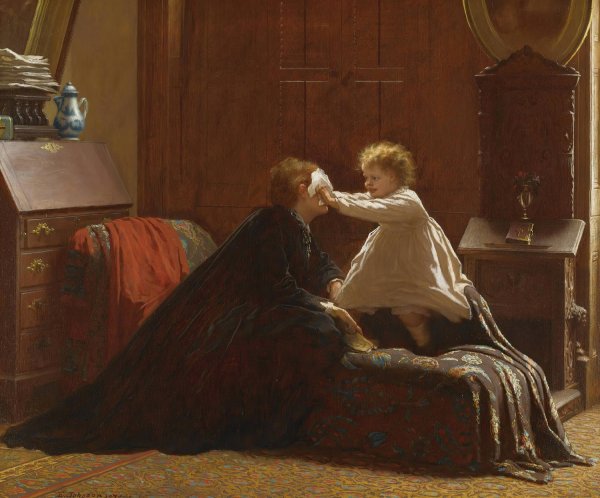 Bo Peep  by Eastman Johnson - Hand-Painted Oil Painting Reproduction