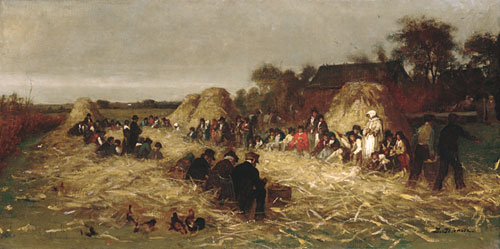 Main Product Photo of Corn Husking at Nantucket Painting by Eastman Johnson