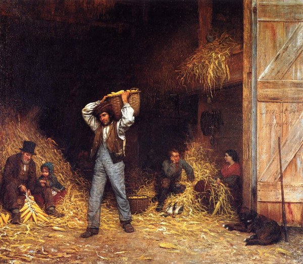 Main Product Photo of Corn Husking Painting by Eastman Johnson