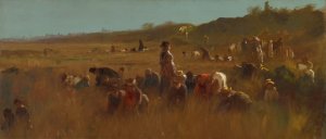 Cranberry Pickers, Nantucket by Eastman Johnson Oil Painting