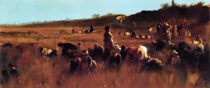 Cranberry Pickers, Nantucket by Eastman Johnson - Oil Painting Reproduction