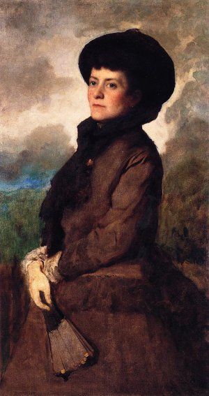 Ethel Eastman Johnson Conkling with Fan by Eastman Johnson Oil Painting