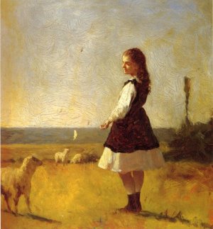 Feeding the Lamb by Eastman Johnson Oil Painting