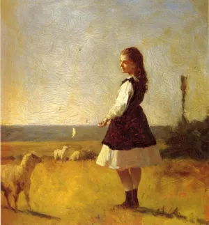 Feeding the Lamb by Eastman Johnson - Oil Painting Reproduction