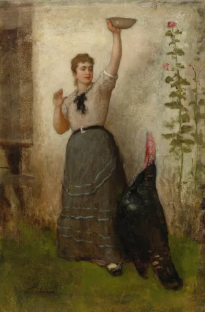 Feeding The Turke by Eastman Johnson Oil Painting