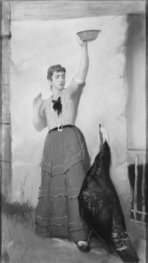 Feeding the Turkey by Eastman Johnson Oil Painting
