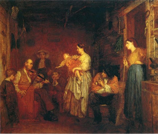 Main Product Photo of Fiddling His Way Painting by Eastman Johnson