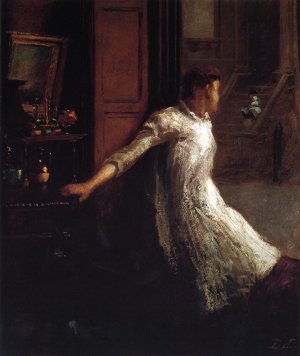 Girl at the Window by Eastman Johnson Oil Painting