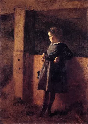 Girl in Barn also known as Sarah May by Eastman Johnson Oil Painting