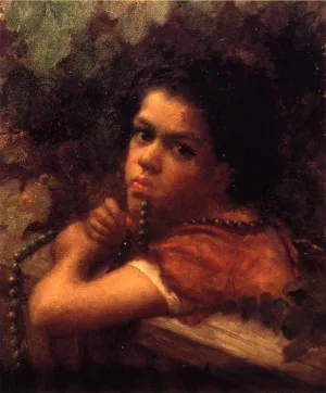 Hannah Amidst the Vines by Eastman Johnson Oil Painting