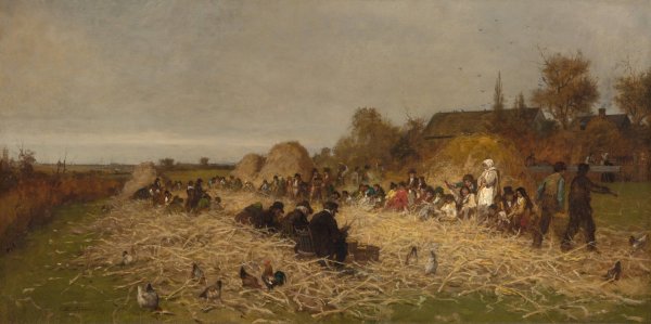 Husking Bee, Island of Nantucket  by Eastman Johnson - Hand-Painted Oil Painting Reproduction