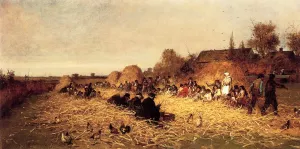 Husking Bee, Island of Nantucket by Eastman Johnson - Oil Painting Reproduction