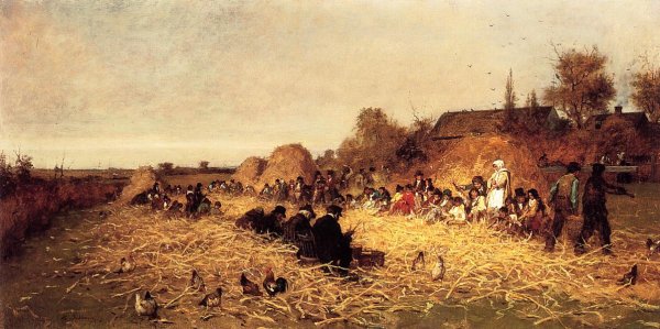 Main Product Photo of Husking Bee, Island of Nantucket Painting by Eastman Johnson