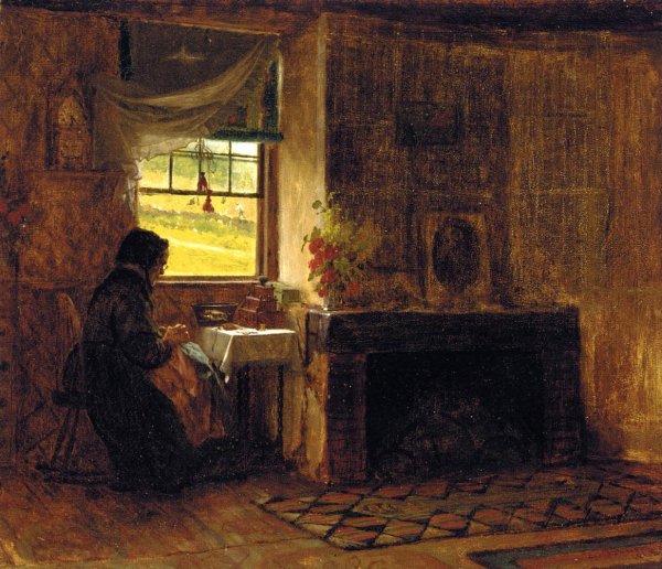 Interior of a Farm House in Maine by Eastman Johnson - Hand-Painted Oil Painting Reproduction