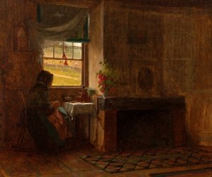Interior of a Farmhouse in Maine by Eastman Johnson Oil Painting