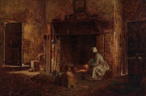Kitchen at Mount Vernon by Eastman Johnson Oil Painting
