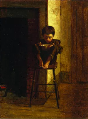 Little Boy on a Stool by Eastman Johnson Oil Painting