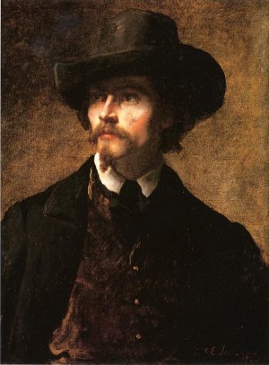 Man with a Hat also known as Self Portrait by Eastman Johnson Oil Painting