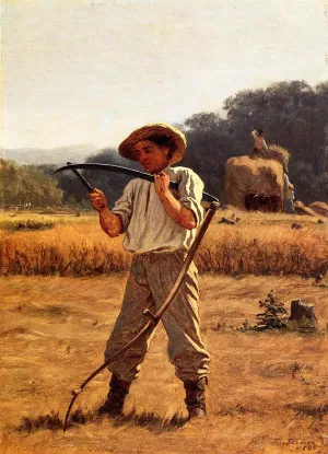 Man with Scythe by Eastman Johnson - Oil Painting Reproduction