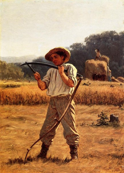 Main Product Photo of Man with Scythe Painting by Eastman Johnson
