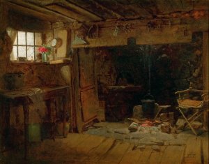 New England Kitchen by Eastman Johnson Oil Painting