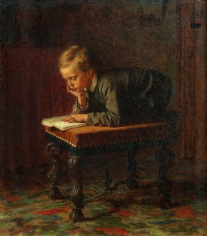 Reading Boy by Eastman Johnson Oil Painting