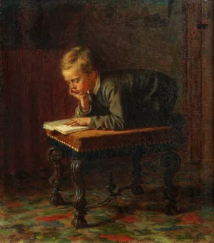 Reading Boy by Eastman Johnson Oil Painting