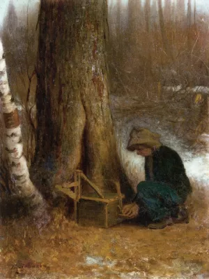 Setting the Trap by Eastman Johnson - Oil Painting Reproduction