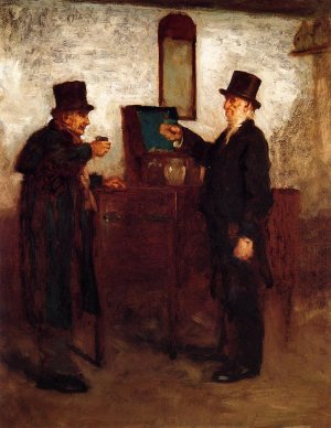 Study for 'A Glass with the Squire' by Eastman Johnson Oil Painting