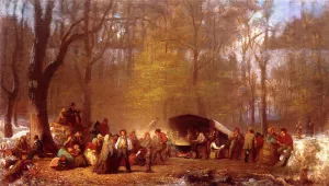 Sugaring Off at the Camp, Fryeburg, Maine Oil painting by Eastman Johnson