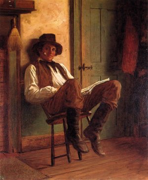 Sunday Morning also known as The Evening Paper by Eastman Johnson Oil Painting