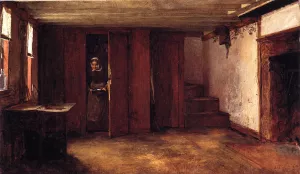 Susan Ray's Kitchen - Nantucket by Eastman Johnson Oil Painting