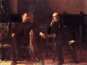 The Funding Bill - Portrait of Two Men by Eastman Johnson Oil Painting
