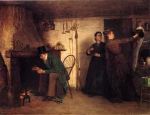 The New Bonnet painting by Eastman Johnson