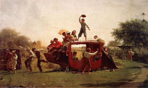 Main Product Photo of The Old Stagecoach Painting by Eastman Johnson