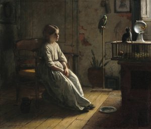 The Pets by Eastman Johnson Oil Painting